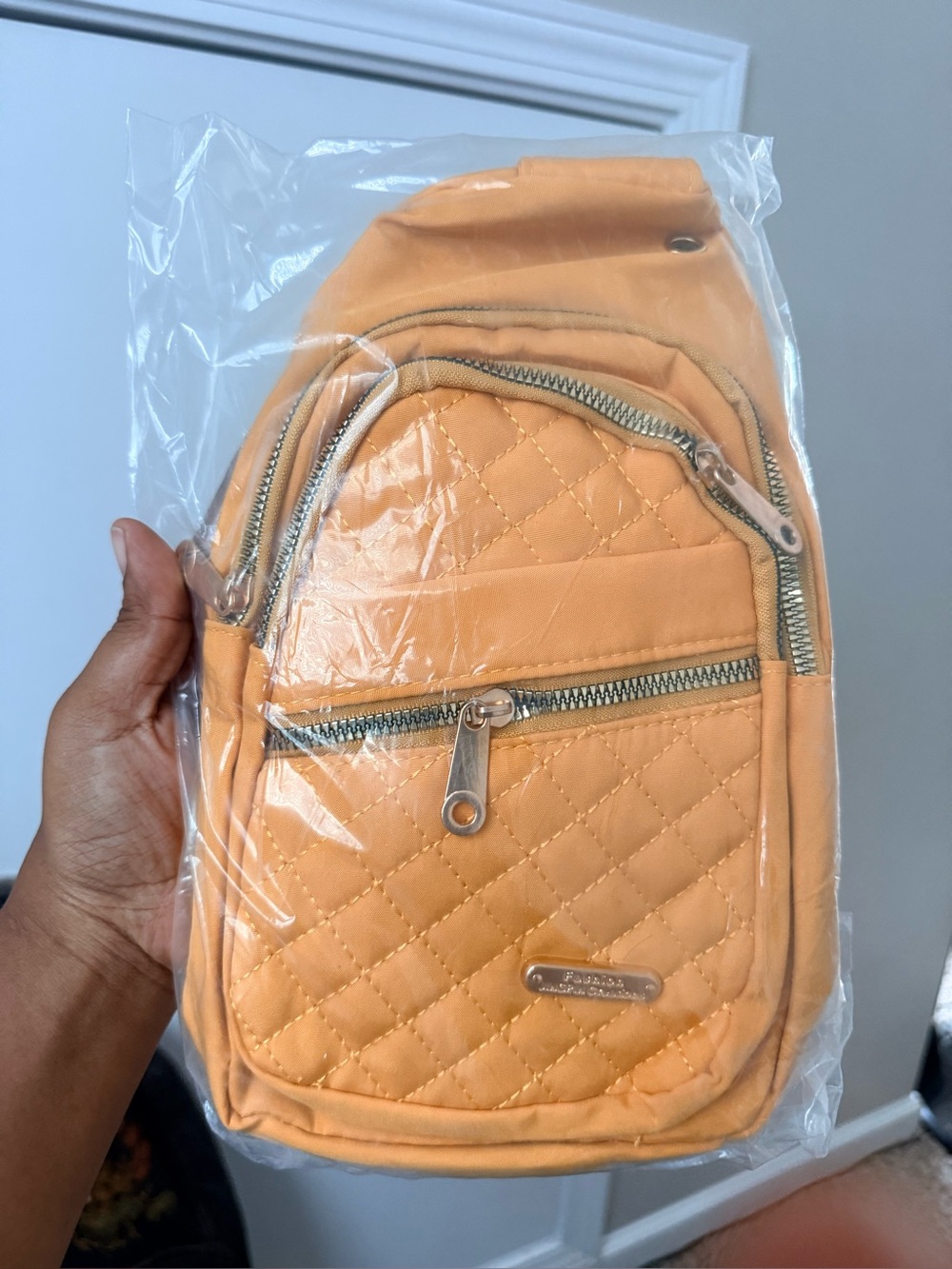 Quilted Orange Sling Backpack - Unbranded
